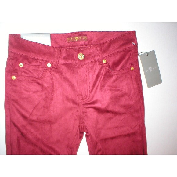 New Girls Jeans Skinny 7 for all mankind 14 NWT Pants Red Velour Velvet Leggings - Picture 1 of 4